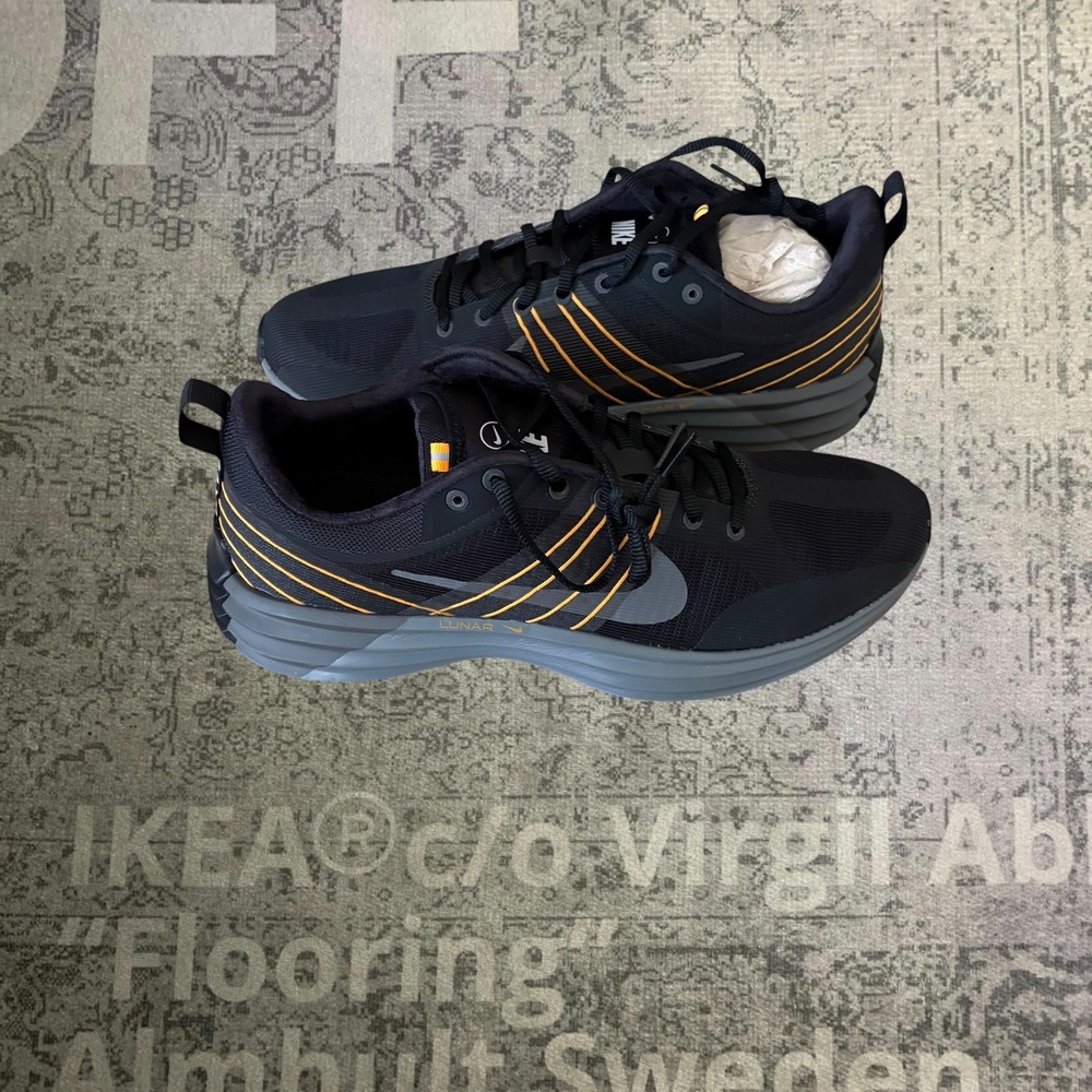 Nike Lunar Roam Black Iron Grey Orange Mens 12 Running Shoes HM0713-003 NWOB